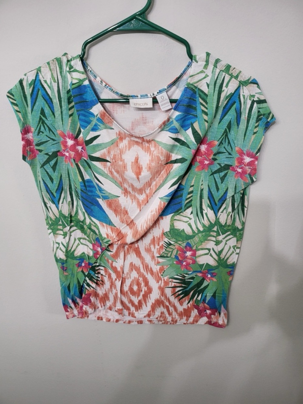 Women’s Chico’s Tropical Floral Short Sleeve Top Size 0